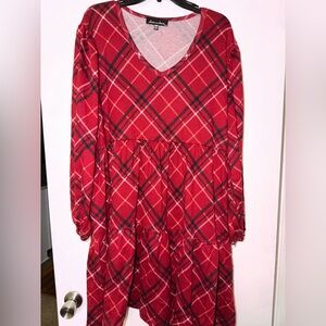 Red Plaid Women Dress